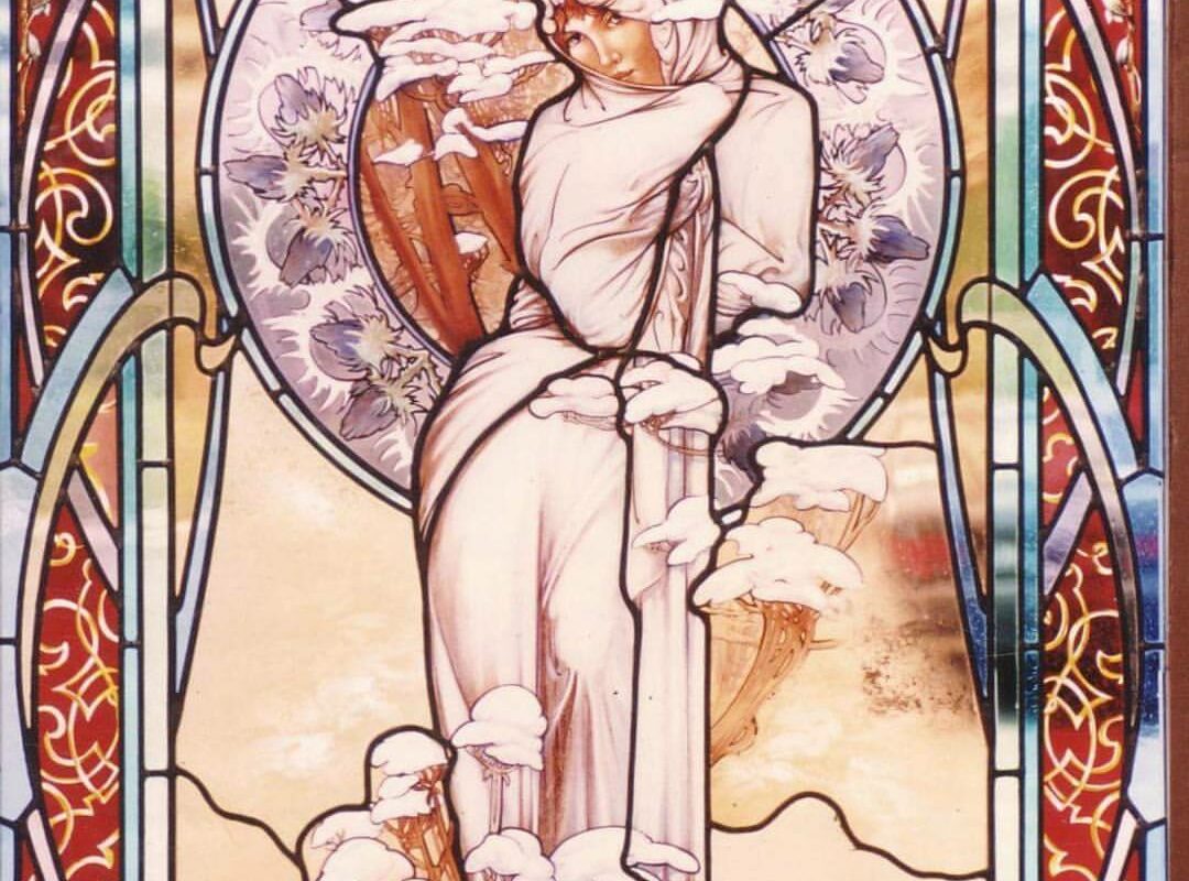 Création en vitrail inspirée des affiches d’Alphonse Mucha