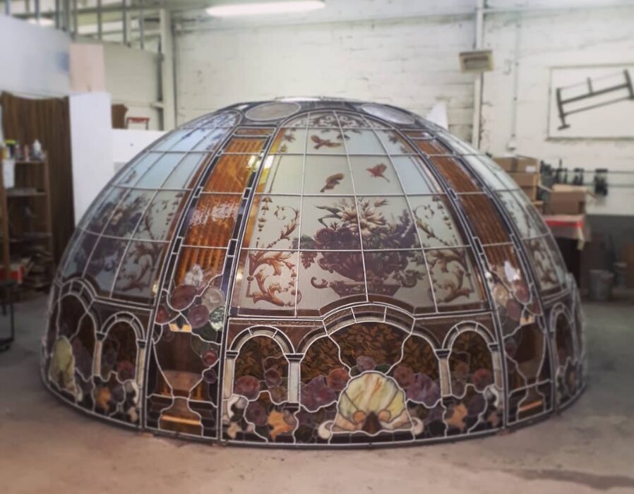 Stained-glass-dome-handmade-by-france-vitrail-international-worldwide-cupolas-vitrales-MEXIQUE-1